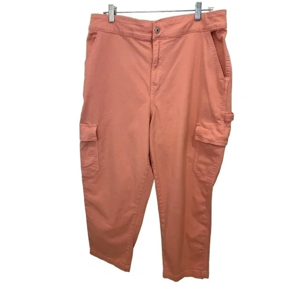 STYLE & Co Hi Rise Straight Leg Coral Carpenter Pants Size 16 - Picture 1 of 4